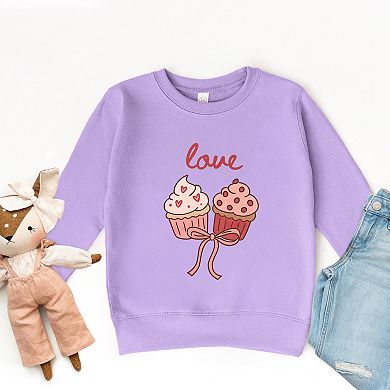 Love Cursive Cupcakes Coquette - Toddler Graphic Sweatshirt