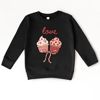 Love Cursive Cupcakes Coquette - Toddler Graphic Sweatshirt