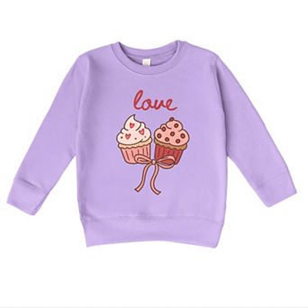 Love Cursive Cupcakes Coquette - Toddler Graphic Sweatshirt