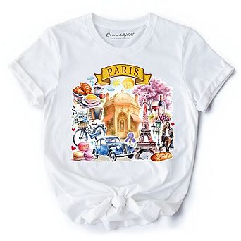 Artistic Paris Culture and Landmarks T-Shirt, Classical France Tee and Souvenir