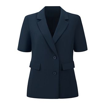 Women's Business Casual Blazer Short Sleeve Lapel Collar Summer Suit Jackets Work Blazers