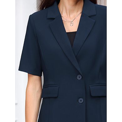 Women's Business Casual Blazer Short Sleeve Lapel Collar Summer Suit Jackets Work Blazers