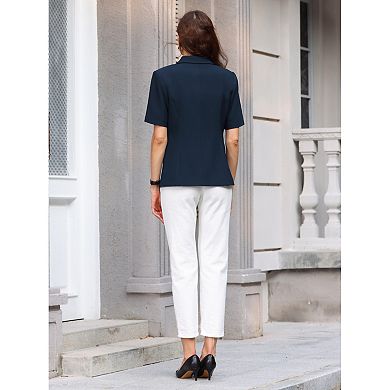 Women's Business Casual Blazer Short Sleeve Lapel Collar Summer Suit Jackets Work Blazers