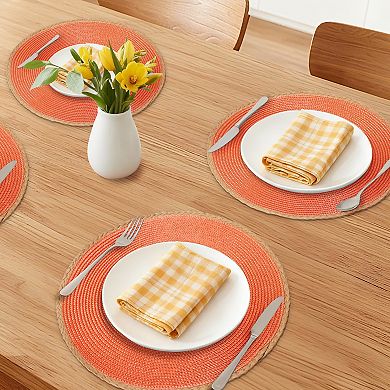 Farmhouse Placemats Set of 6 Woven Placemats for Dining Table Decor, Rustic Kitchen Table Mat 15inch