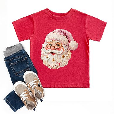 Santa Face Textured Paint - Toddler Short Sleeve Graphic T-Shirt