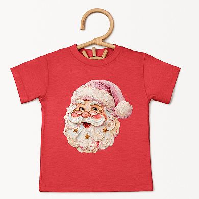 Santa Face Textured Paint - Toddler Short Sleeve Graphic T-Shirt