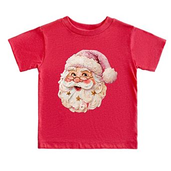 Santa Face Textured Paint - Toddler Short Sleeve Graphic T-Shirt