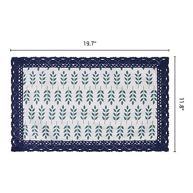 Rustic Placemats Set of 6 Placemats for Dining Table Decor Table Mat with Lace Trim 19.7*11.8inch