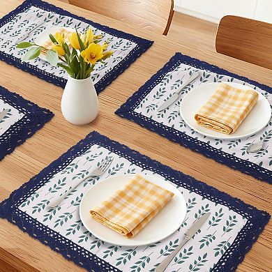 Rustic Placemats Set of 6 Placemats for Dining Table Decor Table Mat with Lace Trim 19.7*11.8inch