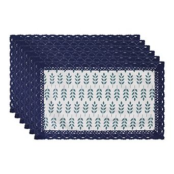 Rustic Placemats Set of 6 Placemats for Dining Table Decor Table Mat with Lace Trim 19.7*11.8inch