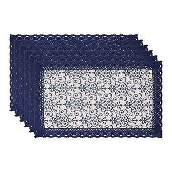 Rustic Placemats Set of 6 Placemats for Dining Table Decor Table Mat with Lace Trim 19.7*11.8inch