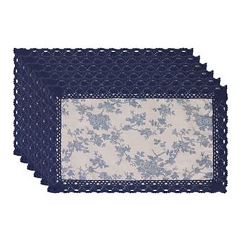 Rustic Placemats Set of 6 Placemats for Dining Table Decor Table Mat with Lace Trim 19.7*11.8inch