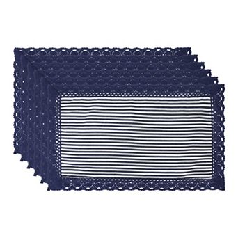 Rustic Placemats Set of 6 Placemats for Dining Table Decor Table Mat with Lace Trim 19.7*11.8inch