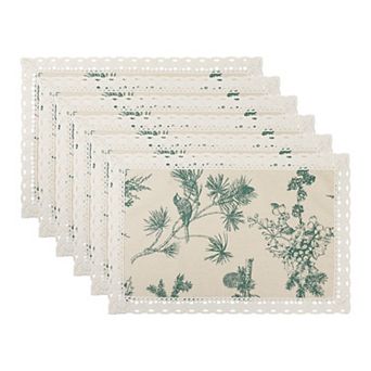 Rustic Placemats Set of 6 Placemats for Dining Table Decor Table Mat with Lace Trim 19.7*11.8inch