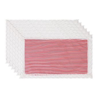 Rustic Placemats Set of 6 Placemats for Dining Table Decor Table Mat with Lace Trim 19.7*11.8inch