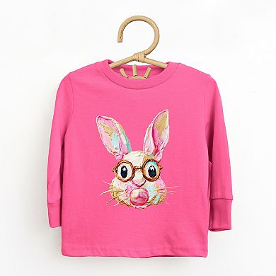 Bunny Face Textured Paint - Toddler Long Sleeve Graphic Tee