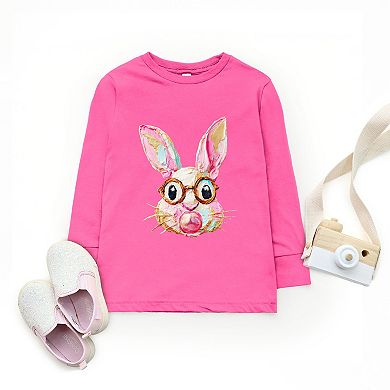 Bunny Face Textured Paint - Toddler Long Sleeve Graphic Tee