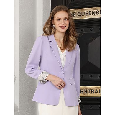 Women's Business Casual Blazer Lapel Collar 3/4 Sleeve Summer Spring Suit Jacket