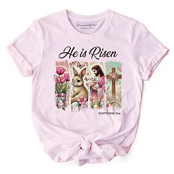 He Is Risen Easter Jesus T-Shirt, Matthew 28:6 Christian Tee for Believers