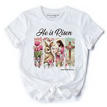 He Is Risen Easter Jesus T-Shirt, Matthew 28:6 Christian Tee for Believers