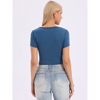 Crop Tops for Women's Short Sleeve Slim Fit Tees Casual Summer Basic T-Shirts