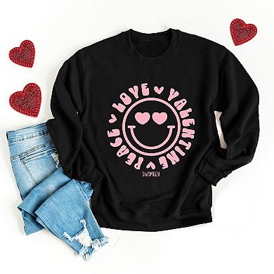 S.W.Smiley Peace Love Valentine Smiley - Women's Graphic Sweatshirt