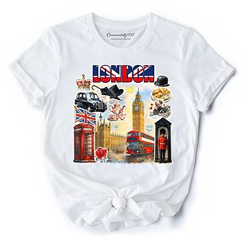 Classic London Artwork City Full of Landmarks T-Shirt, Vintage Tee and Souvenir of England