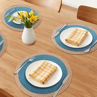 Farmhouse Placemats Set of 6 Woven Placemats for Dining Table Decor, Kitchen Mat for Holiday 15inch