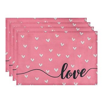 Love Hearts Placemats Set of 6, Dining Table Place Mats, Wedding Anniversary Decor 17.7*11.8inch