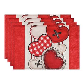 Love Hearts Placemats Set of 6, Dining Table Place Mats, Wedding Anniversary Decor 17.7*11.8inch