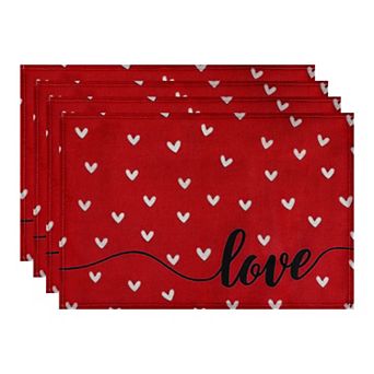 Love Hearts Placemats Set of 6, Dining Table Place Mats, Wedding Anniversary Decor 17.7*11.8inch