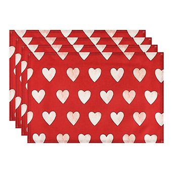 Love Hearts Placemats Set of 6, Dining Table Place Mats, Wedding Anniversary Decor 17.7*11.8inch