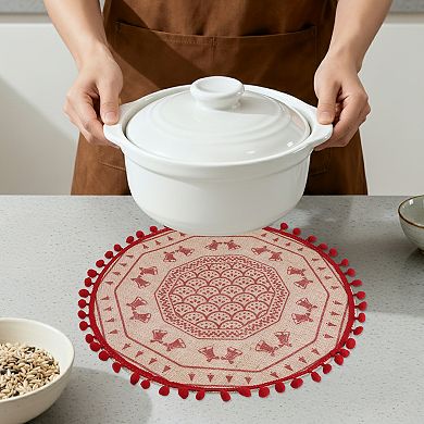 Round Farmhouse Placemats Set of 6 Placemats for Dining Table Decor Indoor Outdoor Table Mat 15inch