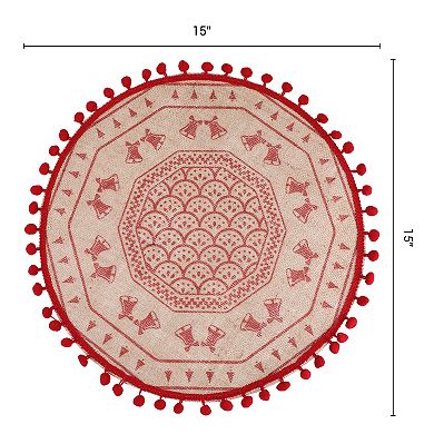 Round Farmhouse Placemats Set of 6 Placemats for Dining Table Decor Indoor Outdoor Table Mat 15inch