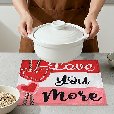 Love Hearts Placemats Set of 6, Dining Table Place Mats Home Kitchen Decor 17.7*11.8inch