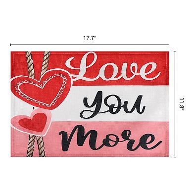 Love Hearts Placemats Set of 6, Dining Table Place Mats Home Kitchen Decor 17.7*11.8inch