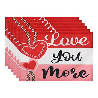 Love Hearts Placemats Set of 6, Dining Table Place Mats Home Kitchen Decor 17.7*11.8inch