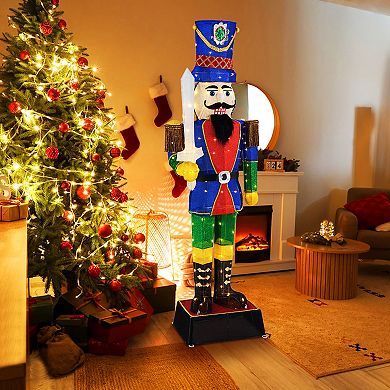 Gymax 6 FT Lighted Nutcracker w/ Sword Life-Size Soldier Christmas Decoration