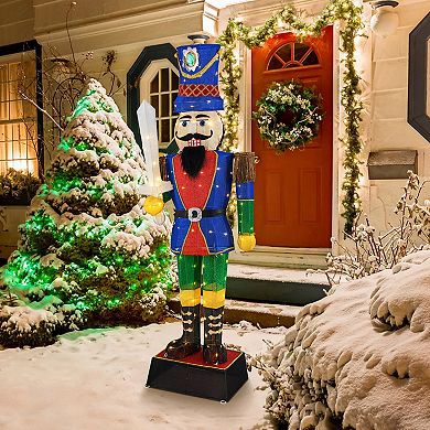 Gymax 6 FT Lighted Nutcracker w/ Sword Life-Size Soldier Christmas Decoration