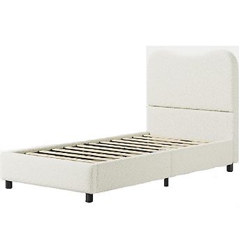 Velvet Upholstered Bed Frame, Low Profile Platform with Headboard, Noise Free & Easy Assembly