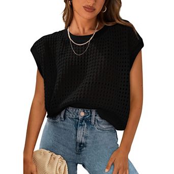 Women's Sleeveless Knit Pullover Round Neck Loose Fit Fashion Sweater Vest