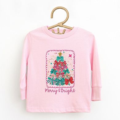 Merry & Bright Bow Tree - Toddler Long Sleeve Graphic Tee