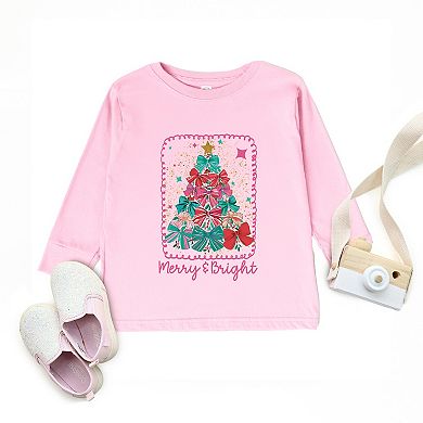 Merry & Bright Bow Tree - Toddler Long Sleeve Graphic Tee