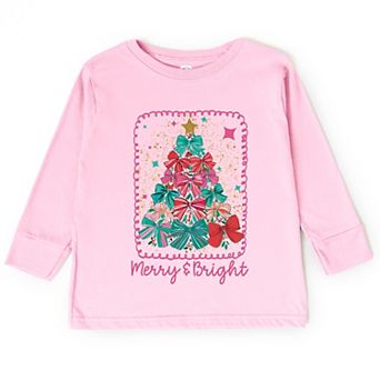 Merry & Bright Bow Tree - Toddler Long Sleeve Graphic Tee