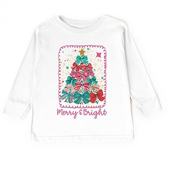 Merry & Bright Bow Tree - Toddler Long Sleeve Graphic Tee