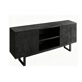 Modern Entertainment Center with 2 Drawers & Open Shelves, Metal Legs Media Console