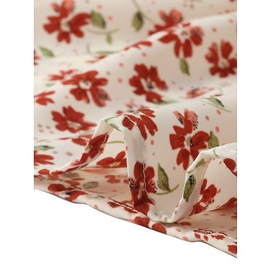 Floral Pleated Tops for Women's Crew Neck Lightweight Short Stretchy Sleeve Summer Casual Blouses