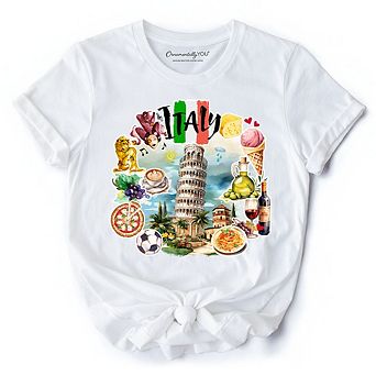 Artistic Italy Landmarks T-Shirt, Italian Tee and Souvenir