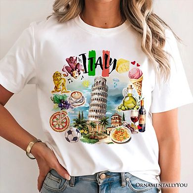 Artistic Italy Landmarks T-Shirt, Italian Tee and Souvenir