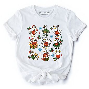 Just a Jolly Goose Christmas T-Shirt, Holiday Geese Santa Festive Tee